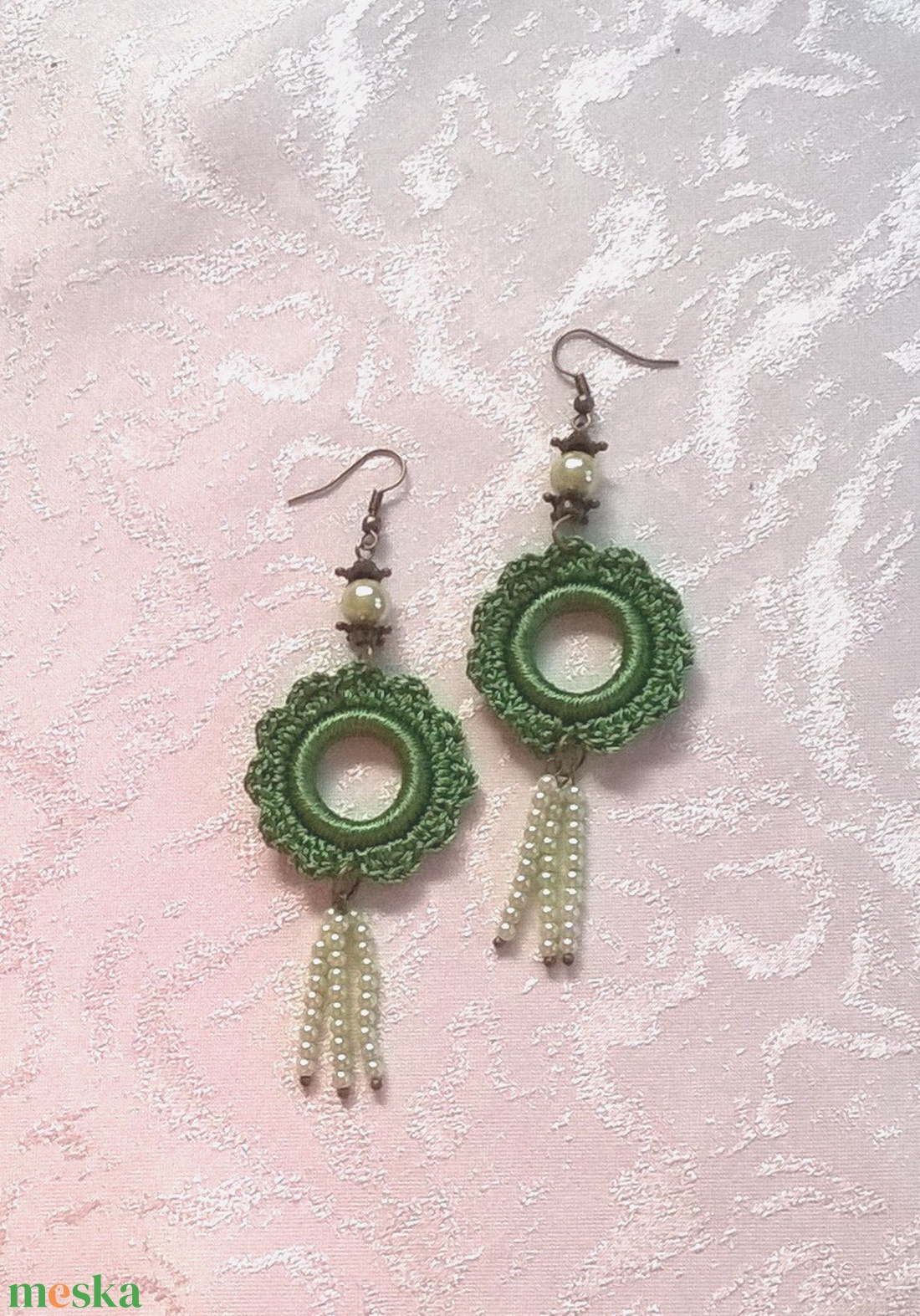 Horgolt fülbevaló - ékszer - fülbevaló - lógó fülbevaló - Meska.hu