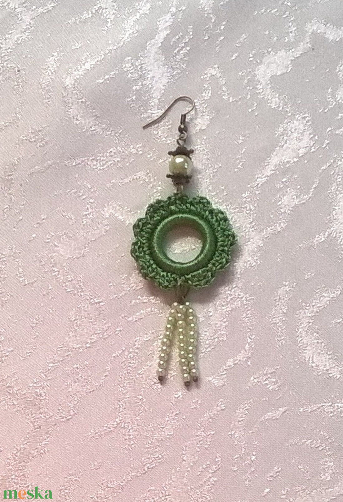 Horgolt fülbevaló - ékszer - fülbevaló - lógó fülbevaló - Meska.hu