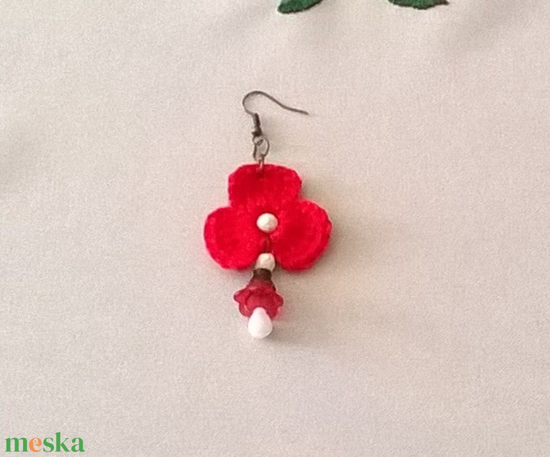 Piros Árvácska - ékszer - fülbevaló - lógó fülbevaló - Meska.hu