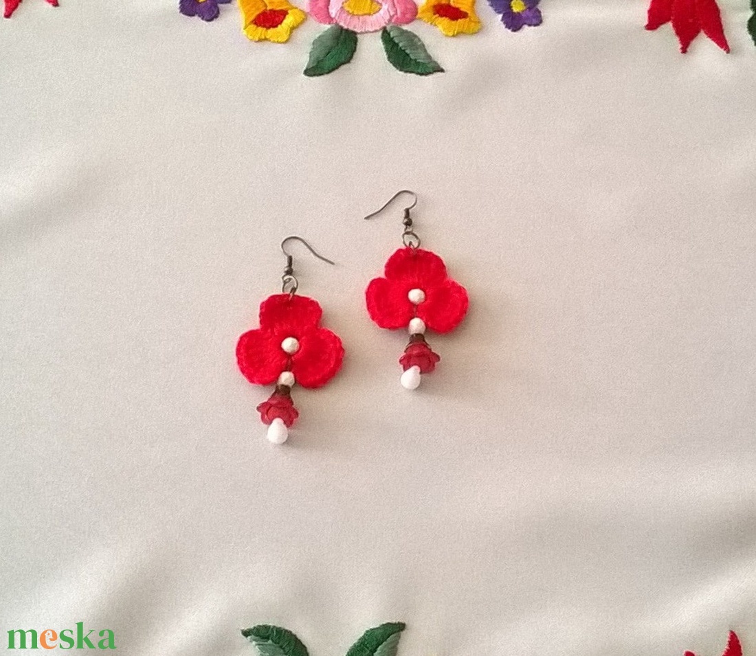 Piros Árvácska - ékszer - fülbevaló - lógó fülbevaló - Meska.hu