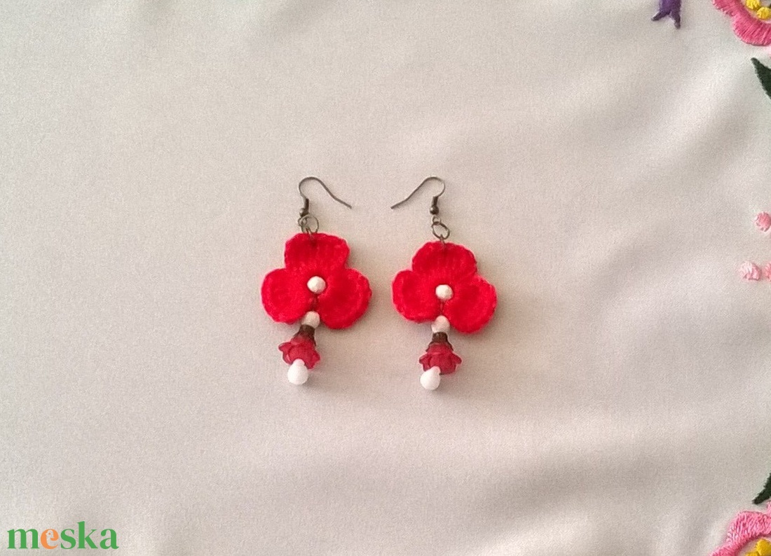 Piros Árvácska - ékszer - fülbevaló - lógó fülbevaló - Meska.hu