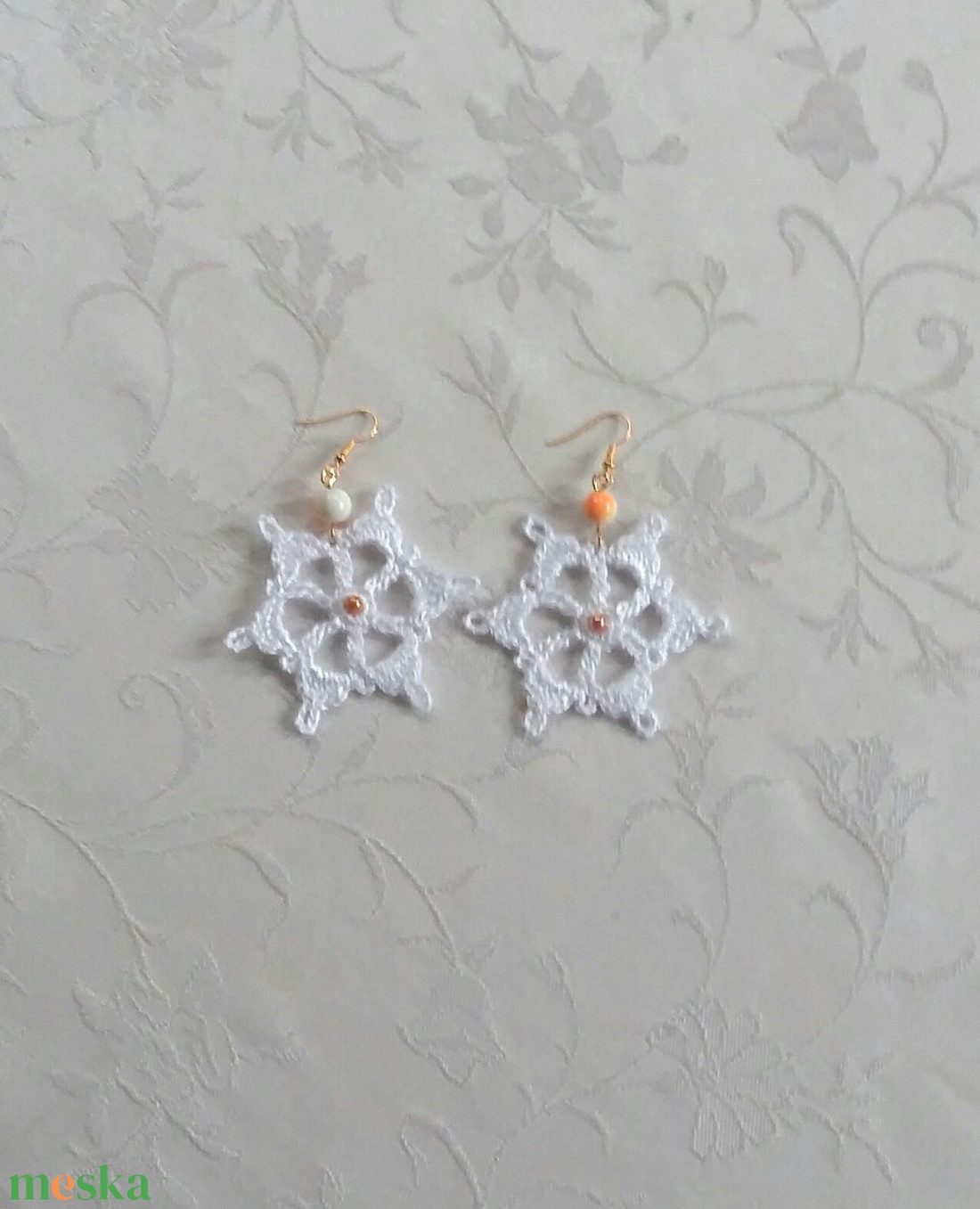 Hópihe /horgolt fülbevaló/ - ékszer - fülbevaló - lógós kerek fülbevaló - Meska.hu