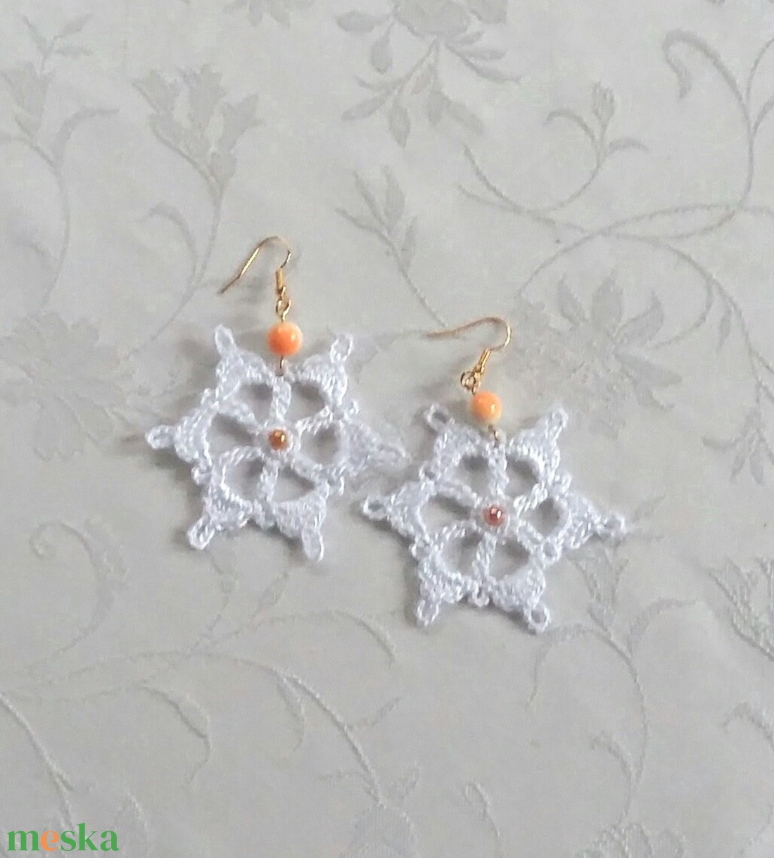 Hópihe /horgolt fülbevaló/ - ékszer - fülbevaló - lógós kerek fülbevaló - Meska.hu