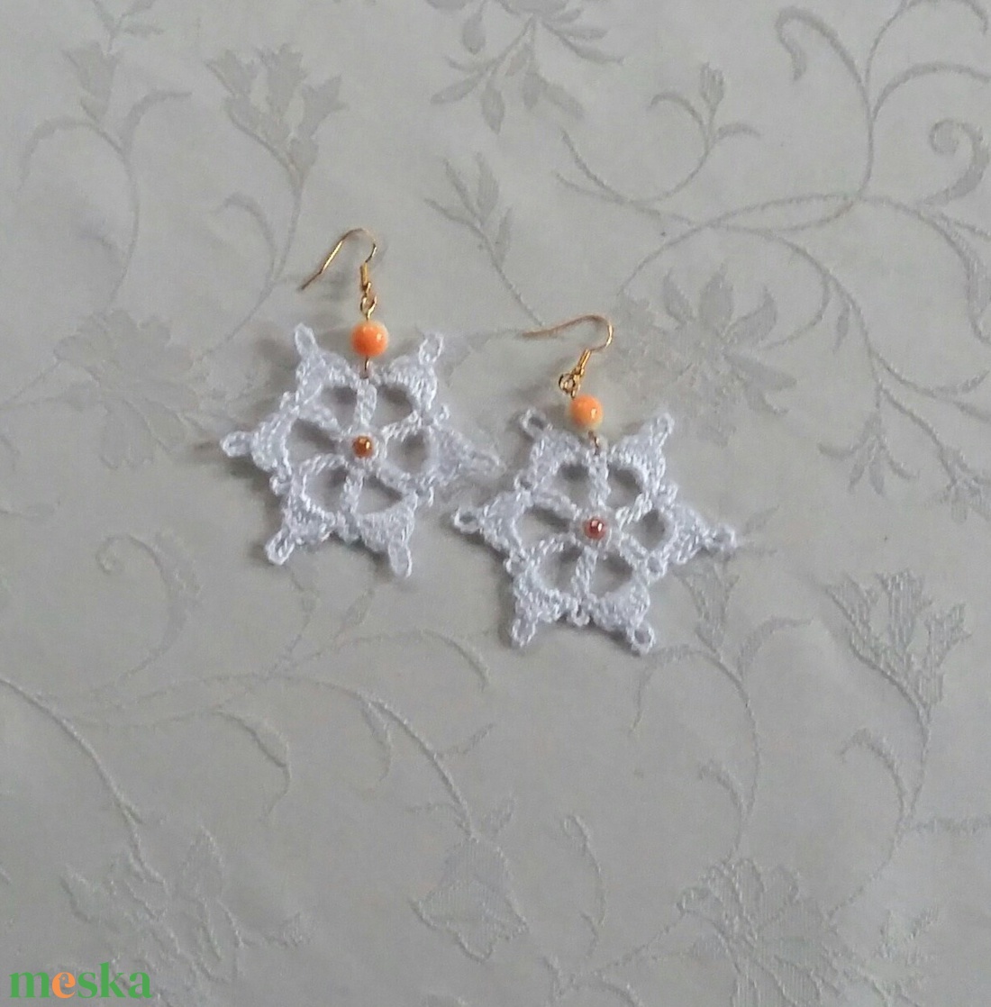 Hópihe /horgolt fülbevaló/ - ékszer - fülbevaló - lógós kerek fülbevaló - Meska.hu