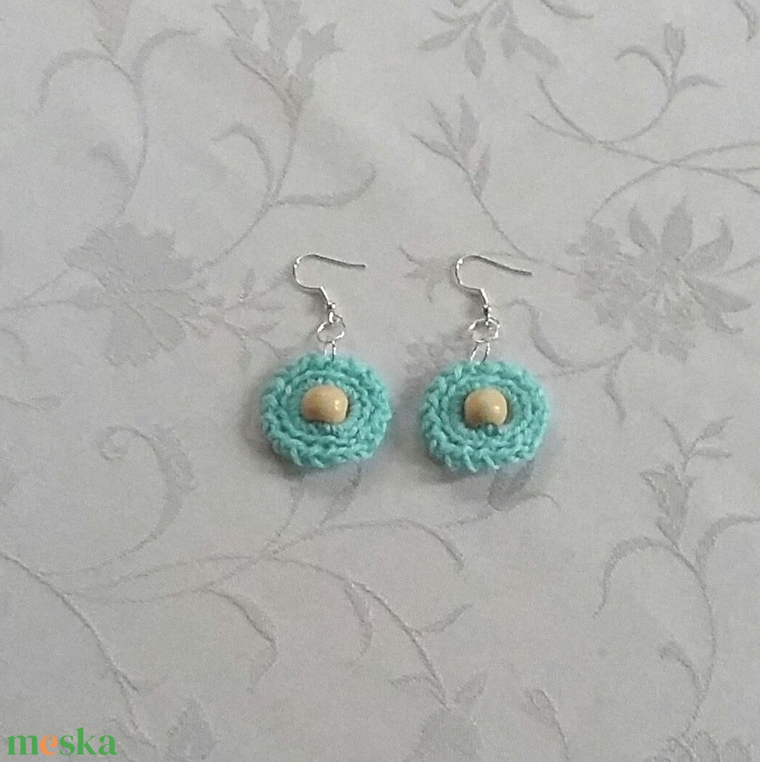 Horgolt fülbevaló - ékszer - fülbevaló - lógós kerek fülbevaló - Meska.hu