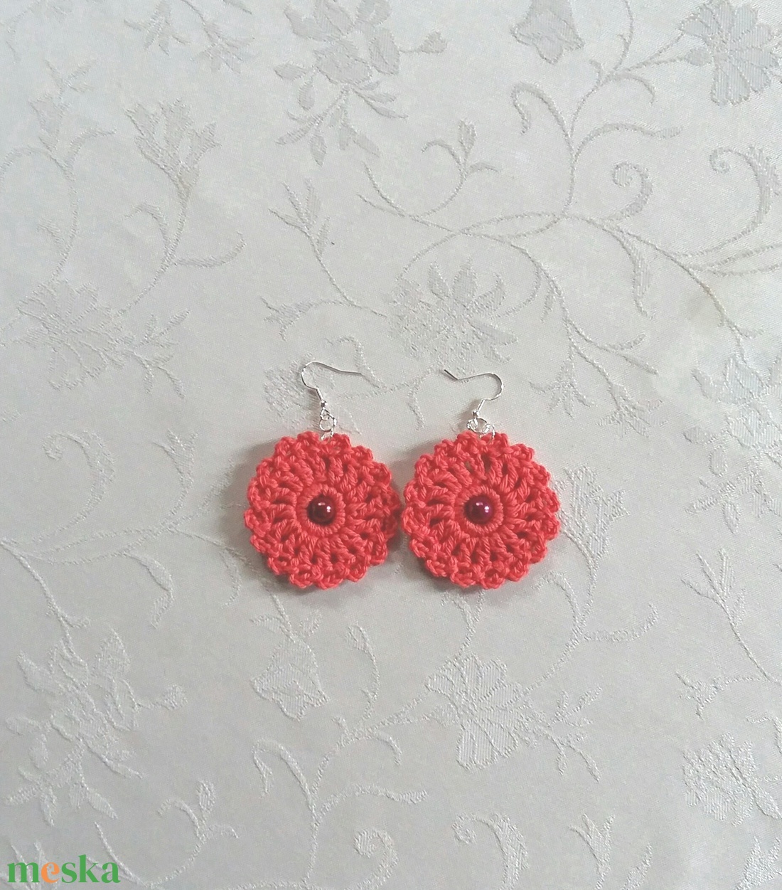 Horgolt fülbevaló - ékszer - fülbevaló - lógós kerek fülbevaló - Meska.hu