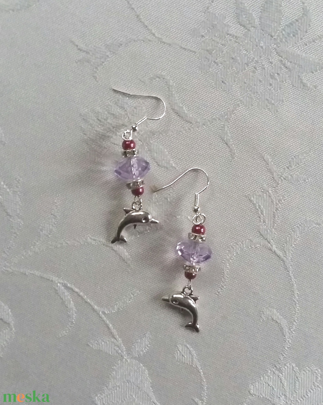 Delfinkés fülbevaló - ékszer - fülbevaló - lógó fülbevaló - Meska.hu