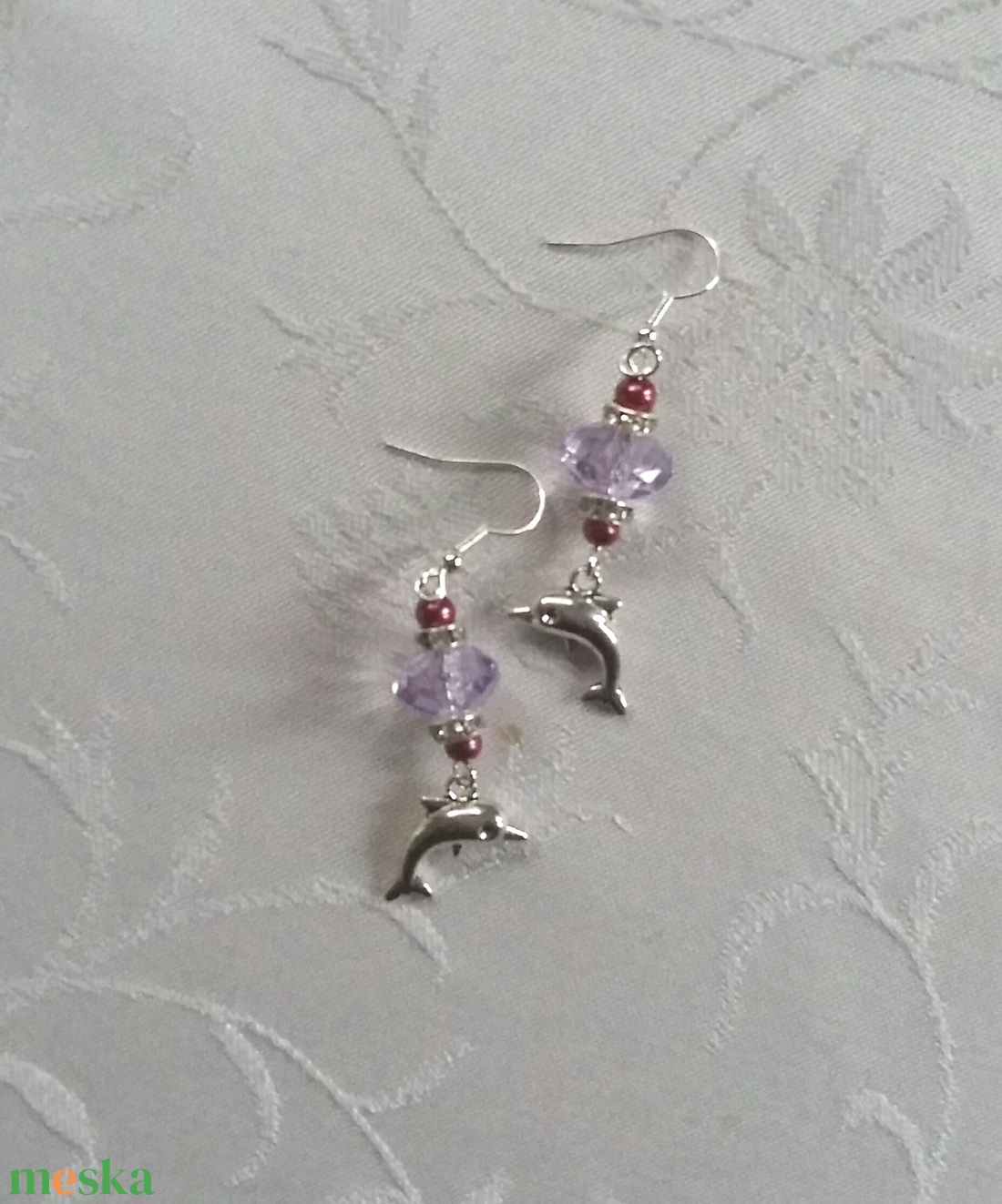 Delfinkés fülbevaló - ékszer - fülbevaló - lógó fülbevaló - Meska.hu