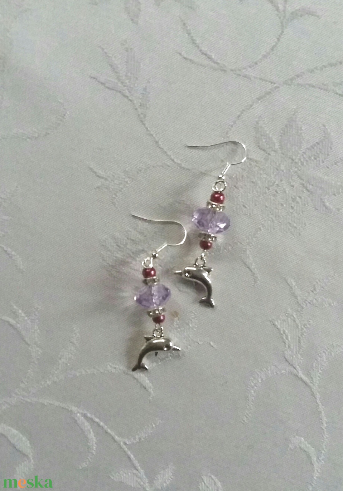 Delfinkés fülbevaló - ékszer - fülbevaló - lógó fülbevaló - Meska.hu