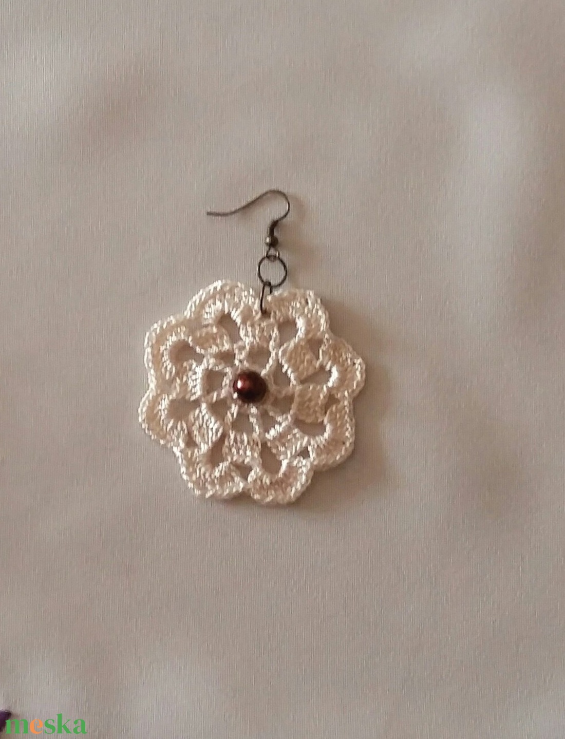 Horgolt fülbeló - ékszer - fülbevaló - lógós kerek fülbevaló - Meska.hu