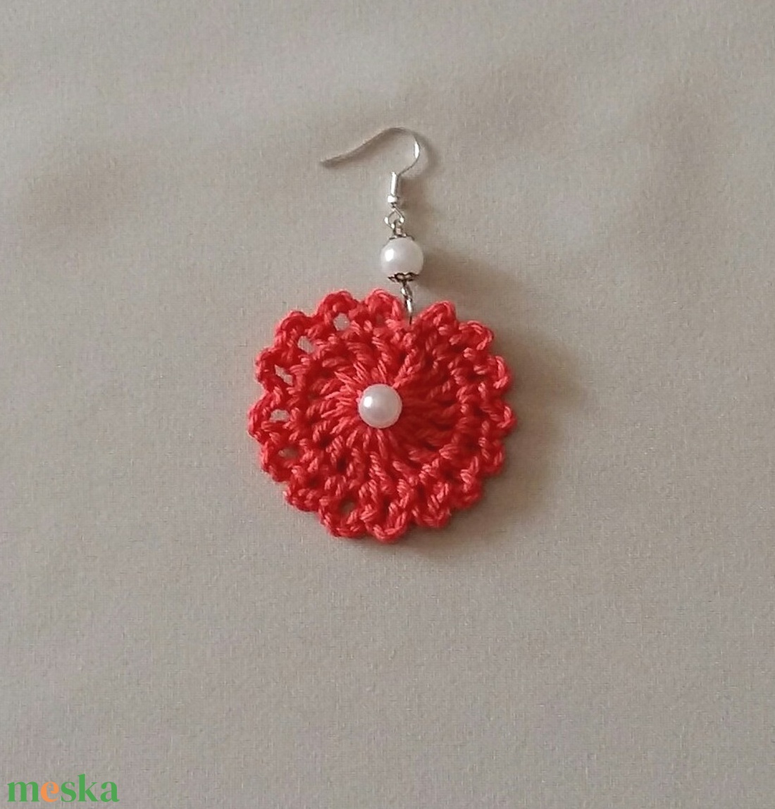 Horgolt fülbevaló - ékszer - fülbevaló - lógós kerek fülbevaló - Meska.hu