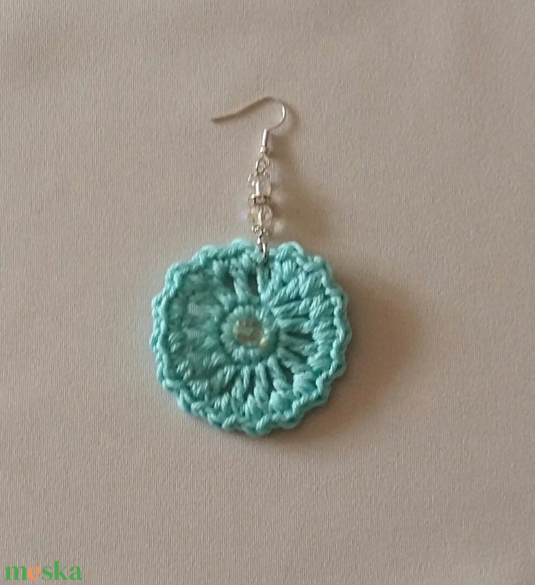Türkiz fülbevaló - ékszer - fülbevaló - lógós kerek fülbevaló - Meska.hu