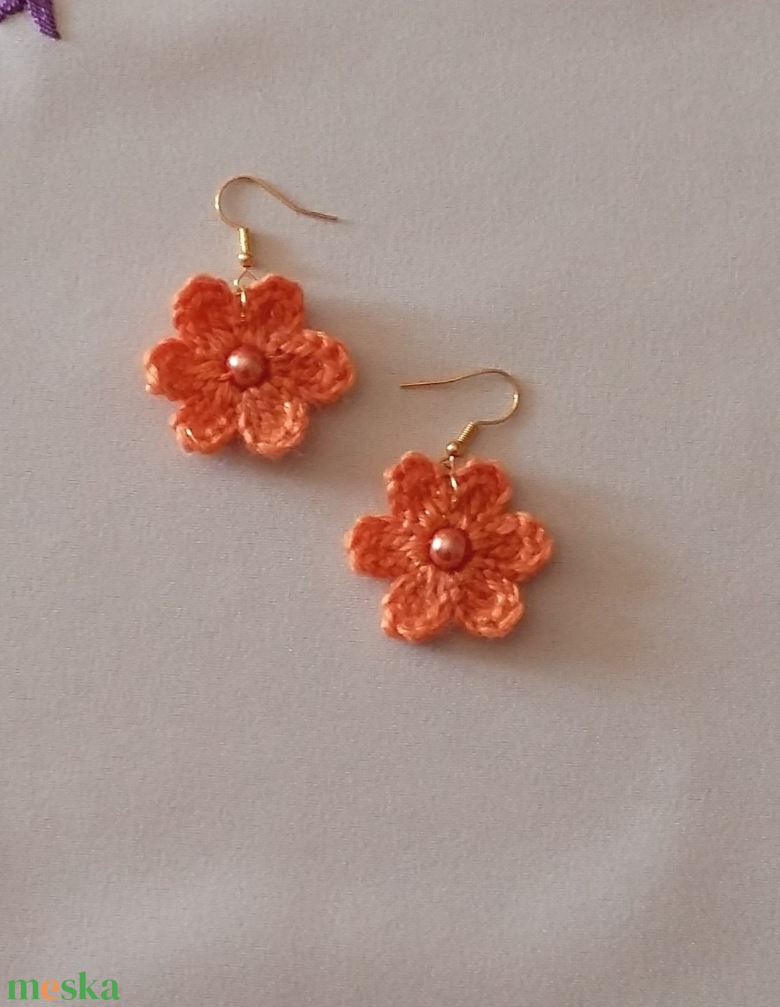 Horgolt fülbevaló - ékszer - fülbevaló - lógós kerek fülbevaló - Meska.hu