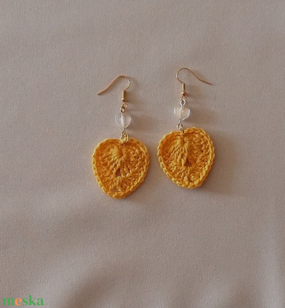 Horgolt szívecske - ékszer - fülbevaló - lógó fülbevaló - Meska.hu