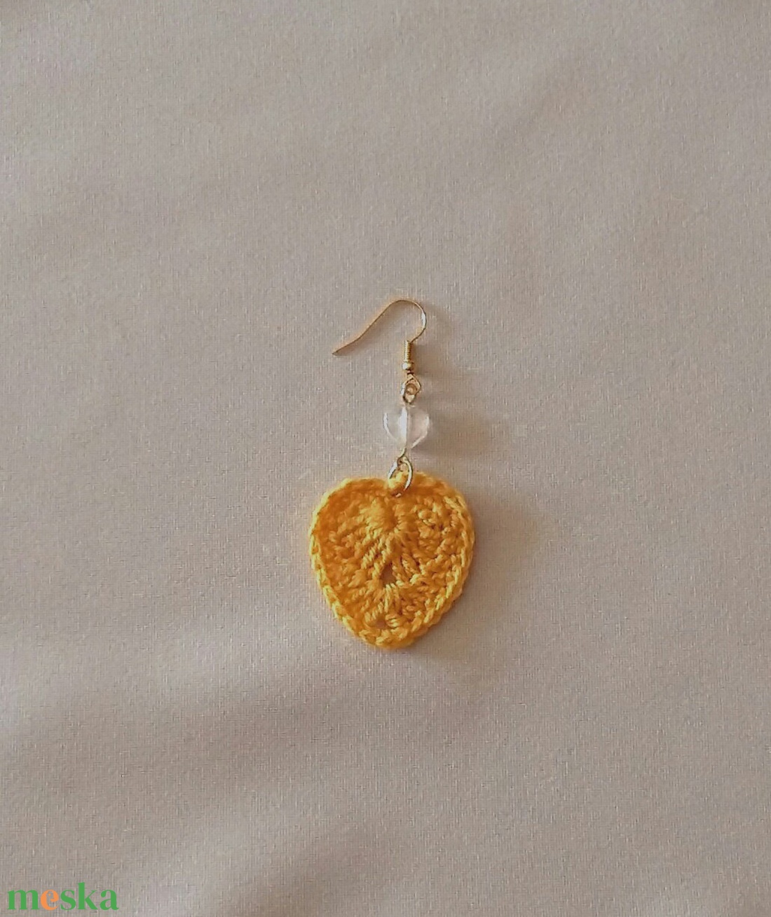 Horgolt szívecske - ékszer - fülbevaló - lógó fülbevaló - Meska.hu