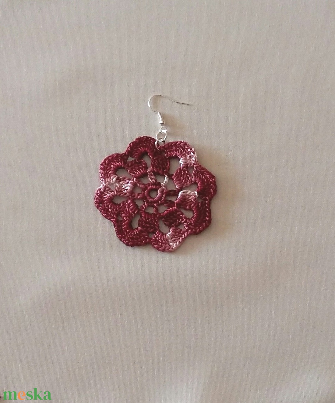 Horgolt fülbevaló - ékszer - fülbevaló - lógós kerek fülbevaló - Meska.hu
