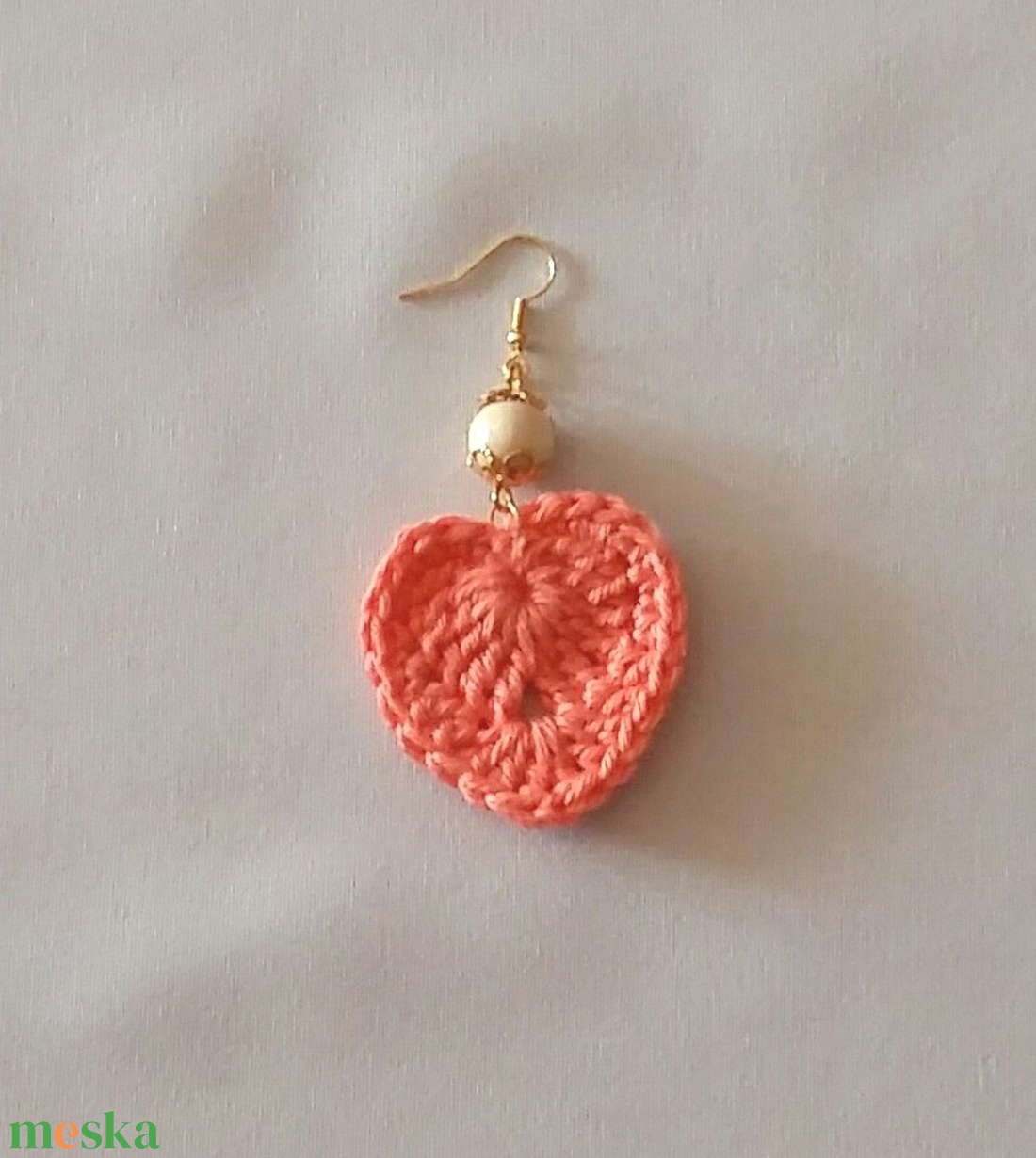 Narancssárga szívecske - ékszer - fülbevaló - lógó fülbevaló - Meska.hu