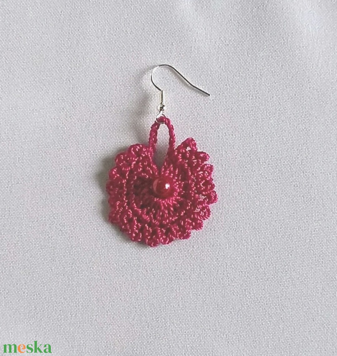 Pink fülbevaló - ékszer - fülbevaló - lógós kerek fülbevaló - Meska.hu