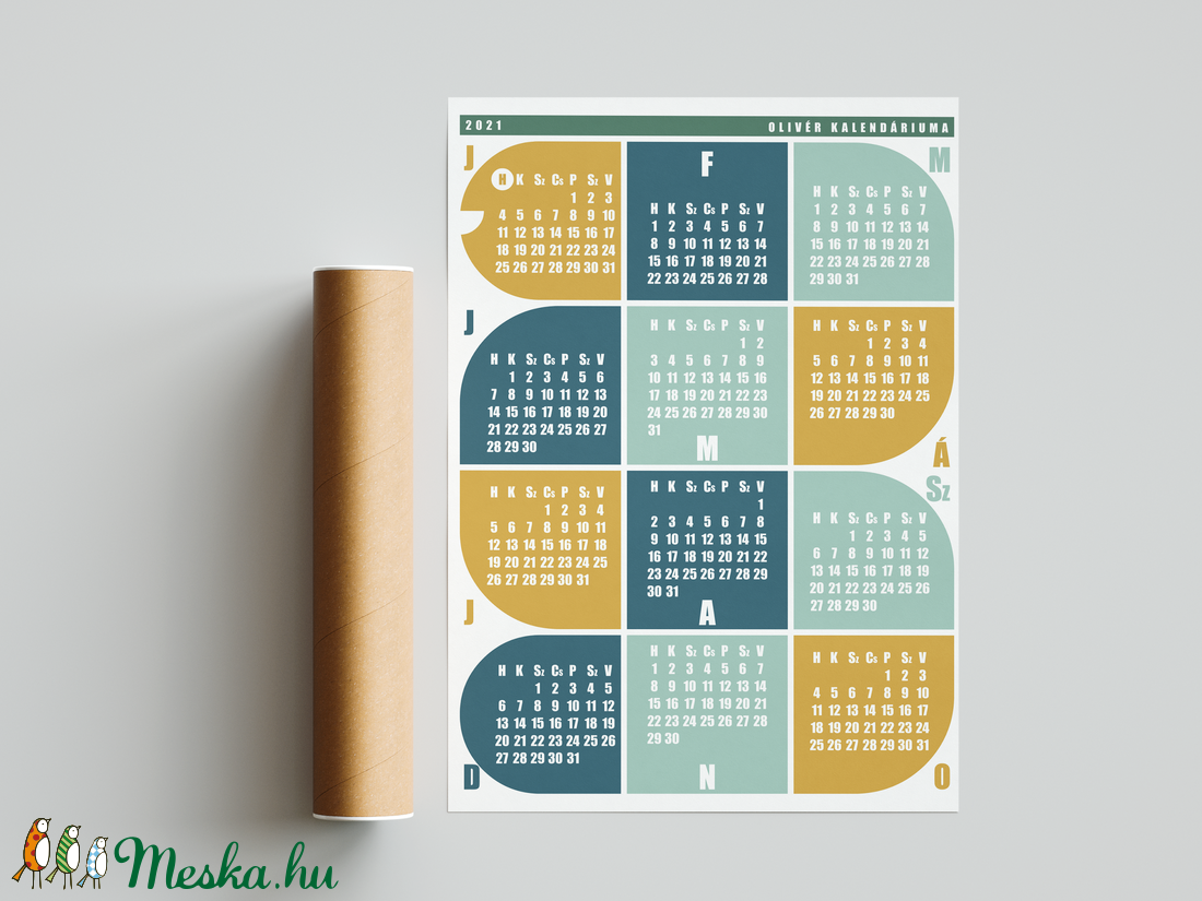 Naptár gyerekeknek / 'Kígyó' / skandináv stílusú, minimalista falinaptár - otthon & életmód - dekoráció - Meska.hu