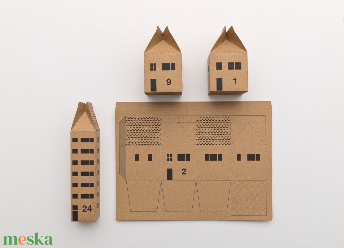 Házikók - Adventi naptár - DIY - Csináld magad adventi naptár kraft papírból - karácsony - adventi díszek - adventi naptár - Meska.hu