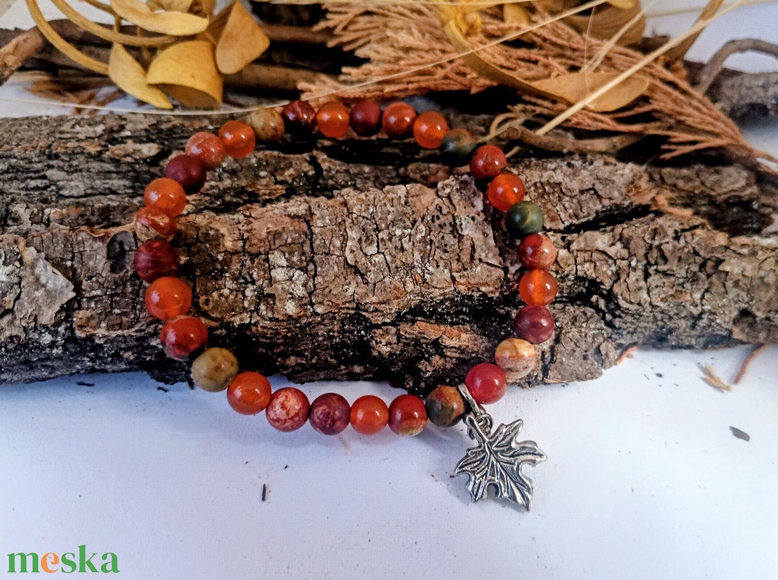 Erdei séta -  jáspis ásvány karkötő - ékszer - karkötő - gyöngyös karkötő - Meska.hu