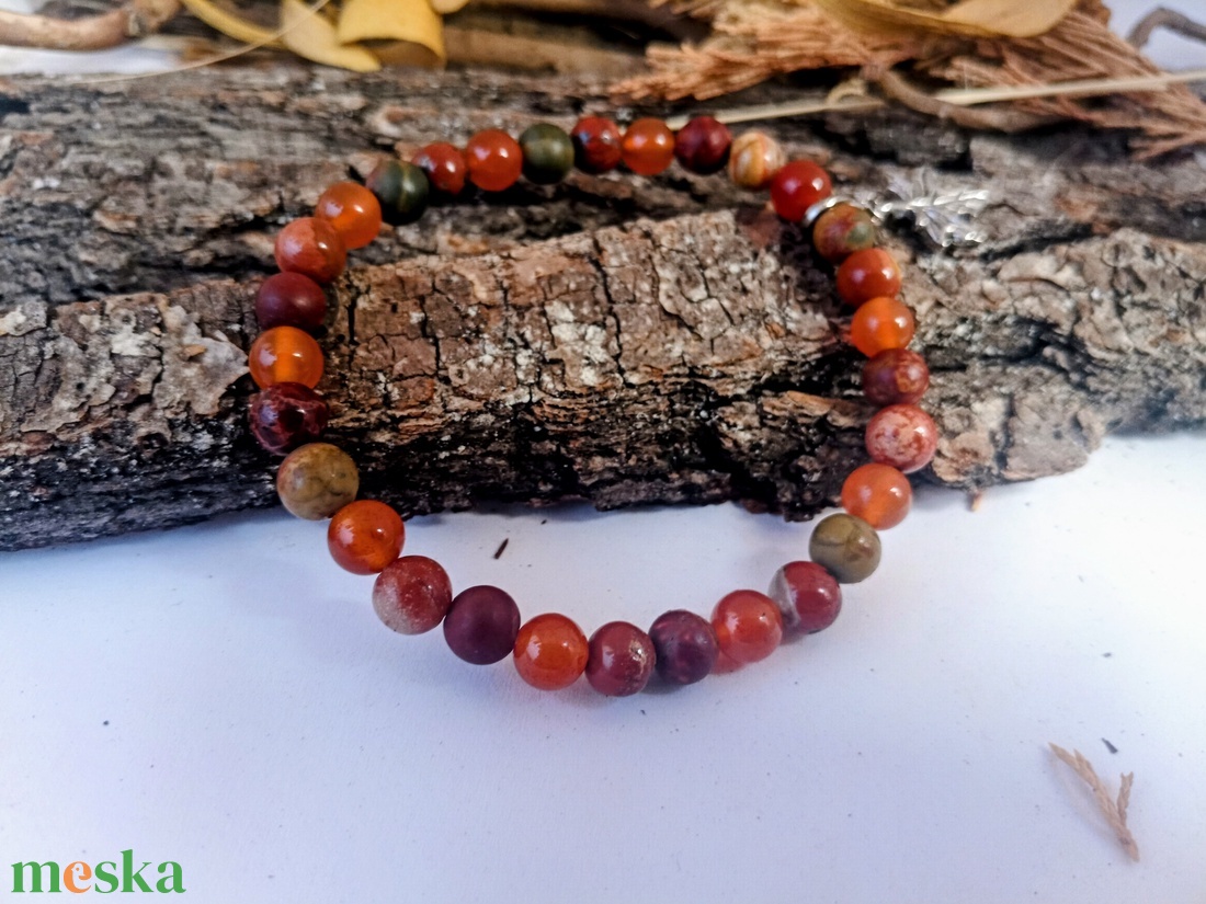 Erdei séta -  jáspis ásvány karkötő - ékszer - karkötő - gyöngyös karkötő - Meska.hu