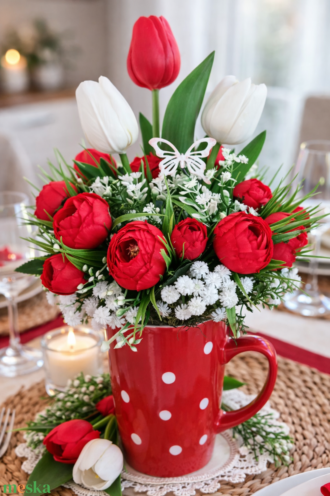 Tavaszi elegancia -asztaldísz - otthon & életmód - dekoráció - asztal és polc dekoráció - asztaldísz - Meska.hu