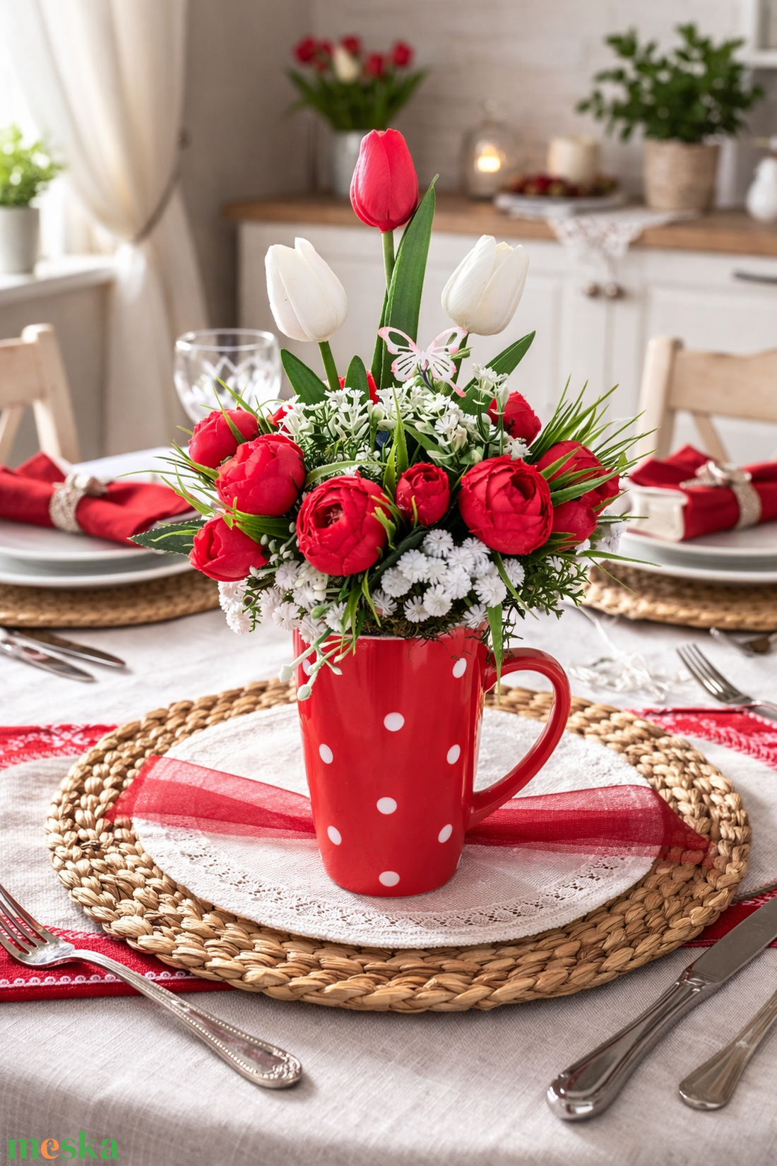 Tavaszi elegancia -asztaldísz - otthon & életmód - dekoráció - asztal és polc dekoráció - asztaldísz - Meska.hu