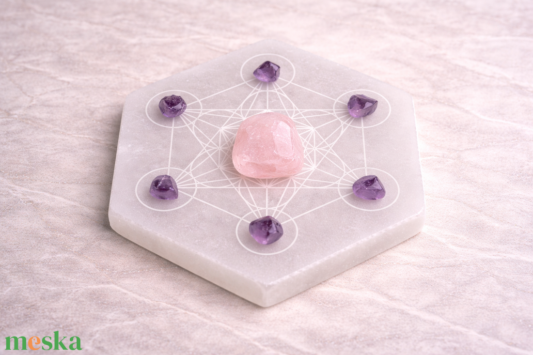 Szelenit hatszög -Metatron kockáj�val - otthon & életmód - dekoráció - asztal és polc dekoráció - asztaldísz - Meska.hu