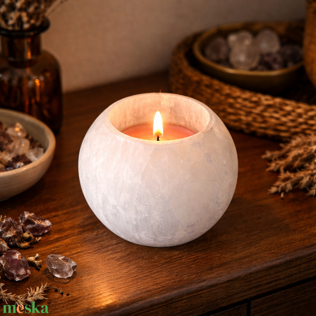 Szelenit energetiz�ló m�csestartó - otthon & életmód - gyertya, illat, aroma - mécses és mécsestartó - Meska.hu