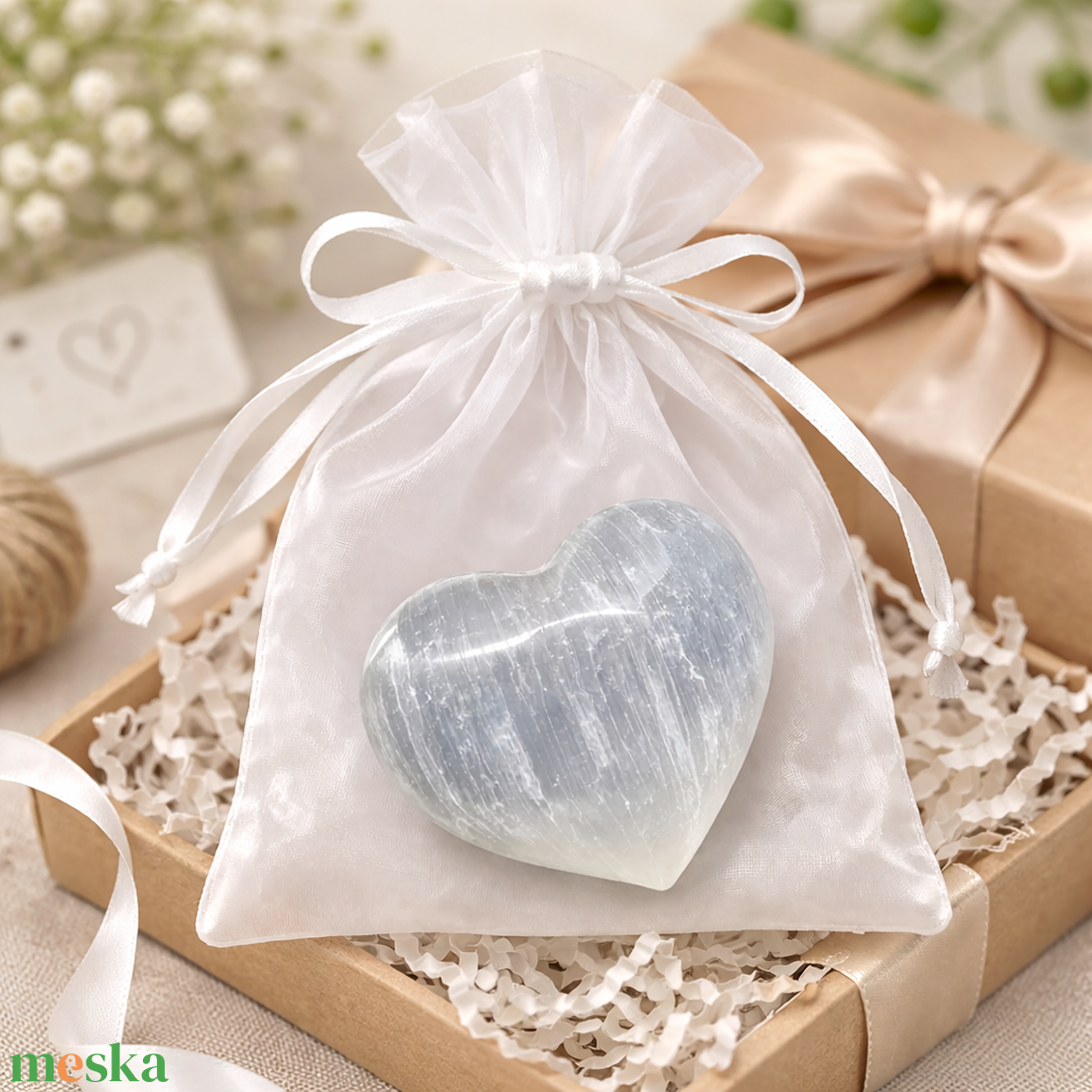 Szelenit szív � a tiszta energia ajándéka  - otthon & életmód - dekoráció - asztal és polc dekoráció - asztaldísz - Meska.hu