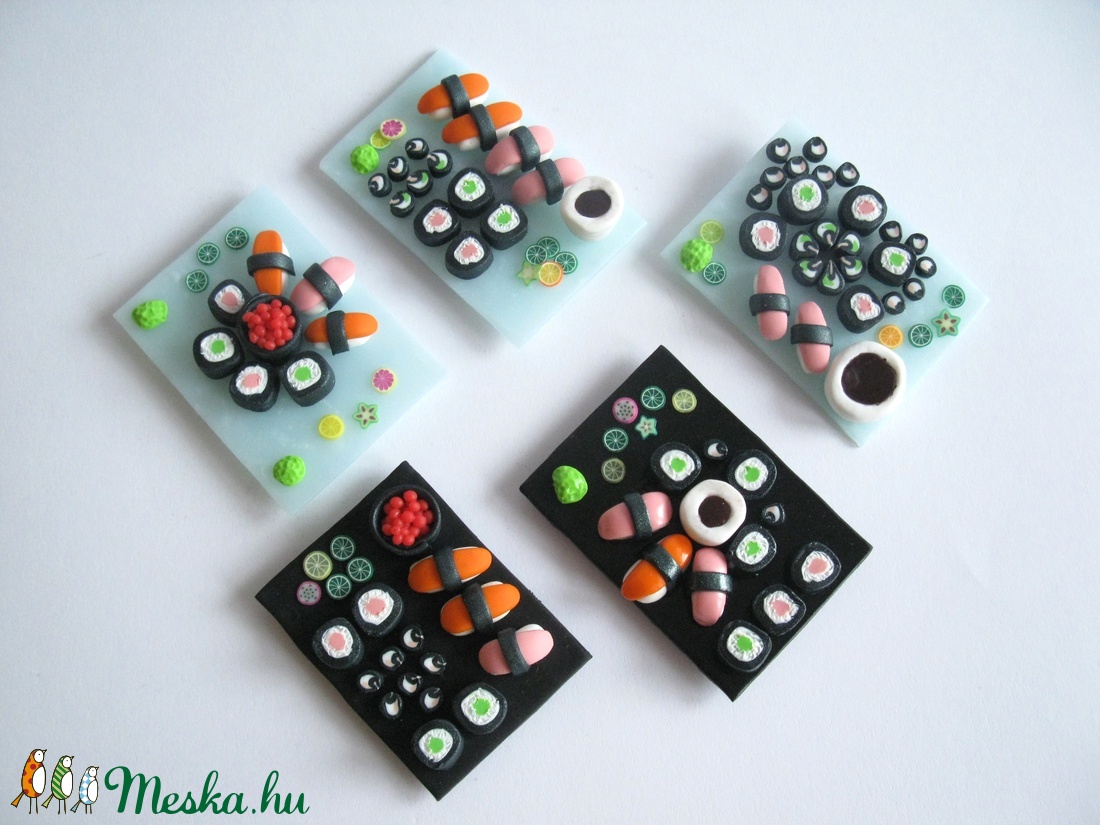 Sushi hűtőmágnes ékszergyurmából -  - Meska.hu