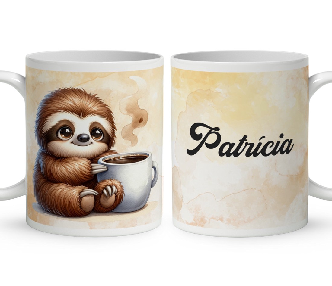 Névvel kérhető - Kávés lajhár és a forró kávé mintás bögre - otthon & életmód - konyhafelszerelés, tálalás - tálalás - bögre & csésze - Meska.hu