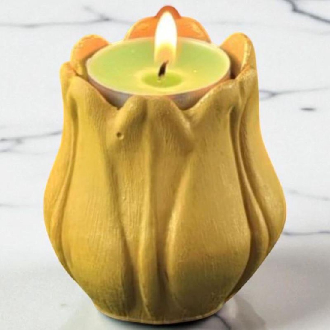 Tulipán mécsestartó - okker - otthon & életmód - gyertya, illat, aroma - mécses és mécsestartó - Meska.hu