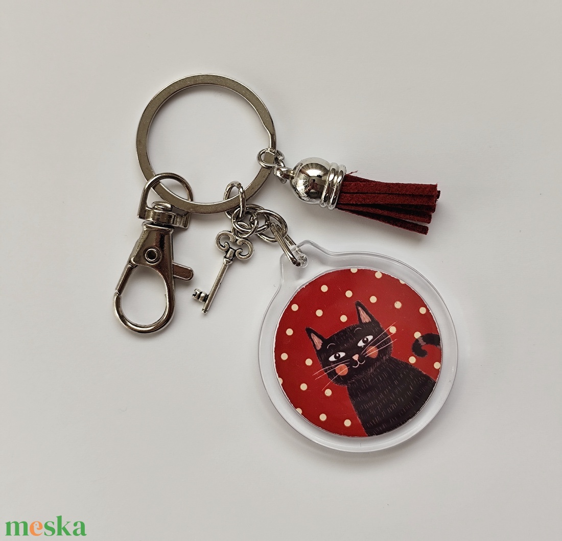 Cica mintás kulcstartó - táska & tok - kulcstartó & táskadísz - kulcstartó - Meska.hu