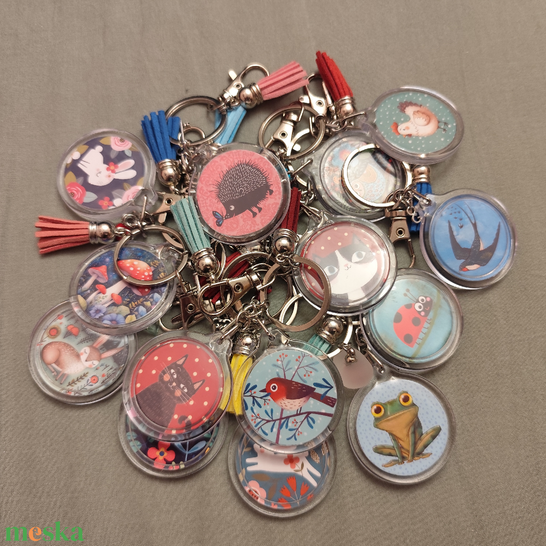 Cica mintás kulcstartó - táska & tok - kulcstartó & táskadísz - kulcstartó - Meska.hu