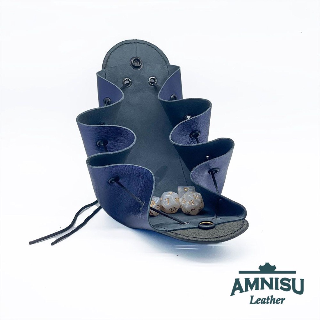 Fekete - metál sötétkék bőr 2in1 szütyő és kockatálca M8031-6012 - játék & sport - szerepjáték - Meska.hu