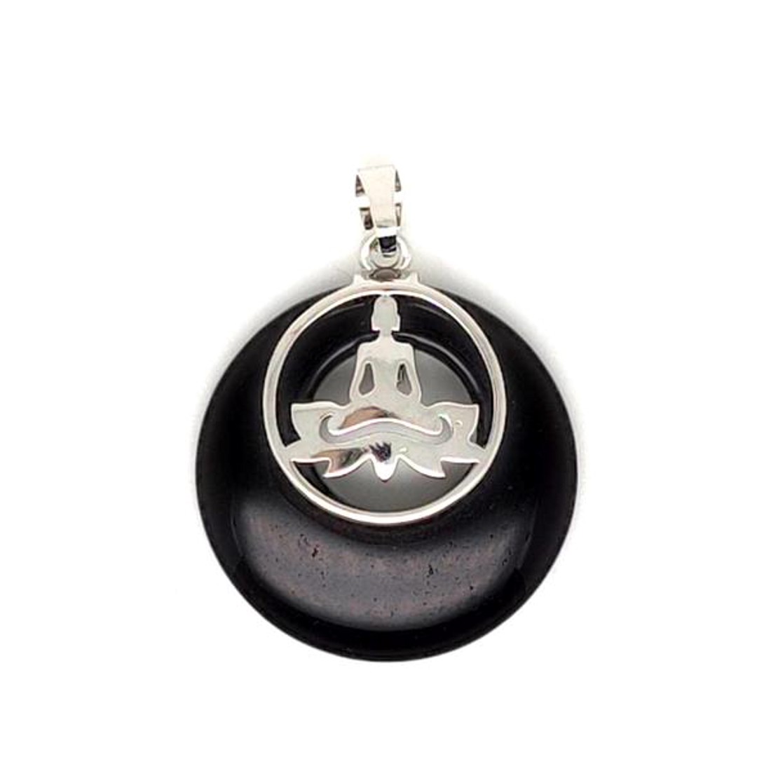 Fánk medál ülő buddha Obszidián 3cm - kellékek & szerszámok - ásvány alapanyag - Meska.hu