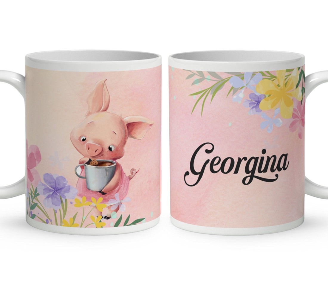 Kérd a neveddel - Cuki kávézós kis malac mintás bögre - otthon & életmód - konyhafelszerelés, tálalás - tálalás - bögre & csésze - Meska.hu