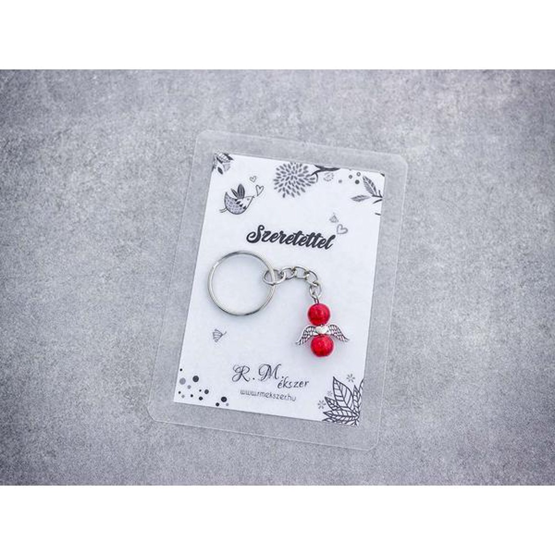Szeretettel piros angyal medálos kulcstartó - táska & tok - kulcstartó & táskadísz - kulcstartó - Meska.hu