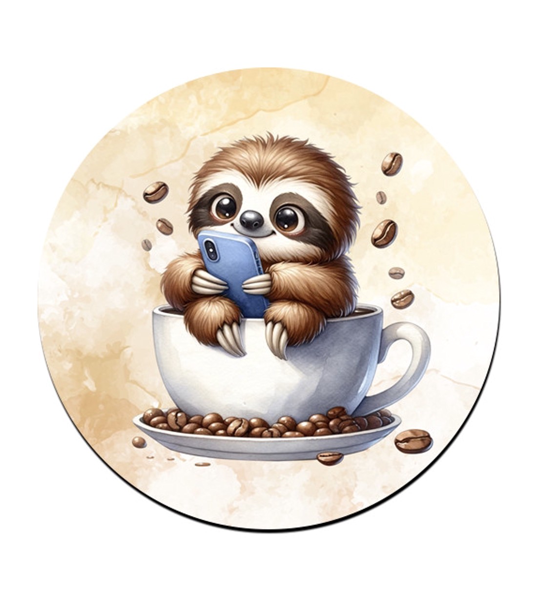 Telefonozós Kávés lajhár bögre alátét - otthon & életmód - konyhafelszerelés, tálalás - tálalás - tányér- és poháralátét - Meska.hu
