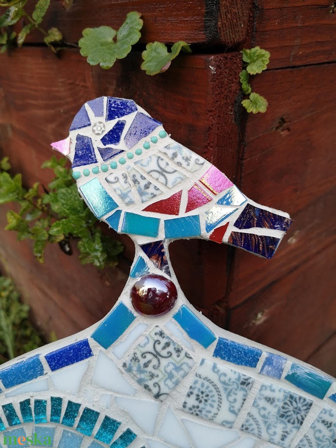 Kék-fehér kismadaras 3D mozaikkép - otthon & életmód - dekoráció - fali és függő dekoráció - falra akasztható dekor - Meska.hu