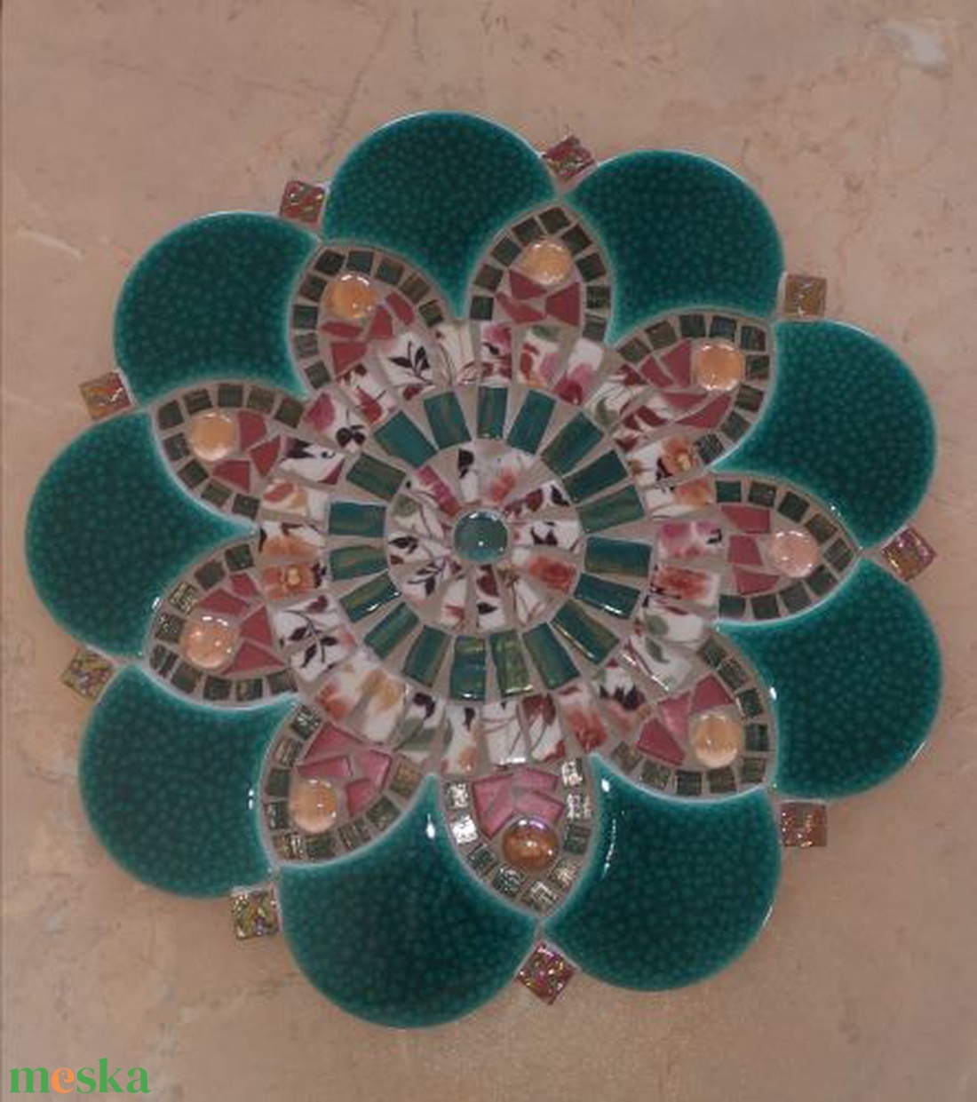 Nyíló természet-mozaik mandala - otthon & életmód - dekoráció - kép & falikép - mozaik kép - Meska.hu