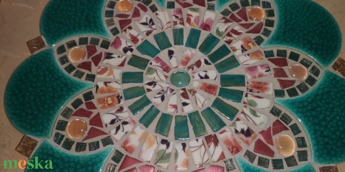 Nyíló természet-mozaik mandala - otthon & életmód - dekoráció - kép & falikép - mozaik kép - Meska.hu