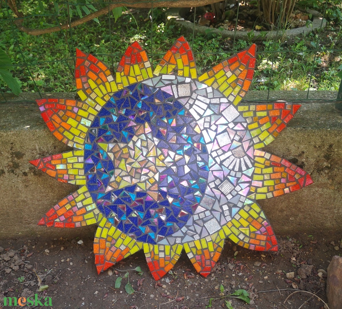 Nap, hold, csillag-üvegmozaik kép - otthon & életmód - dekoráció - kép & falikép - mozaik kép - Meska.hu