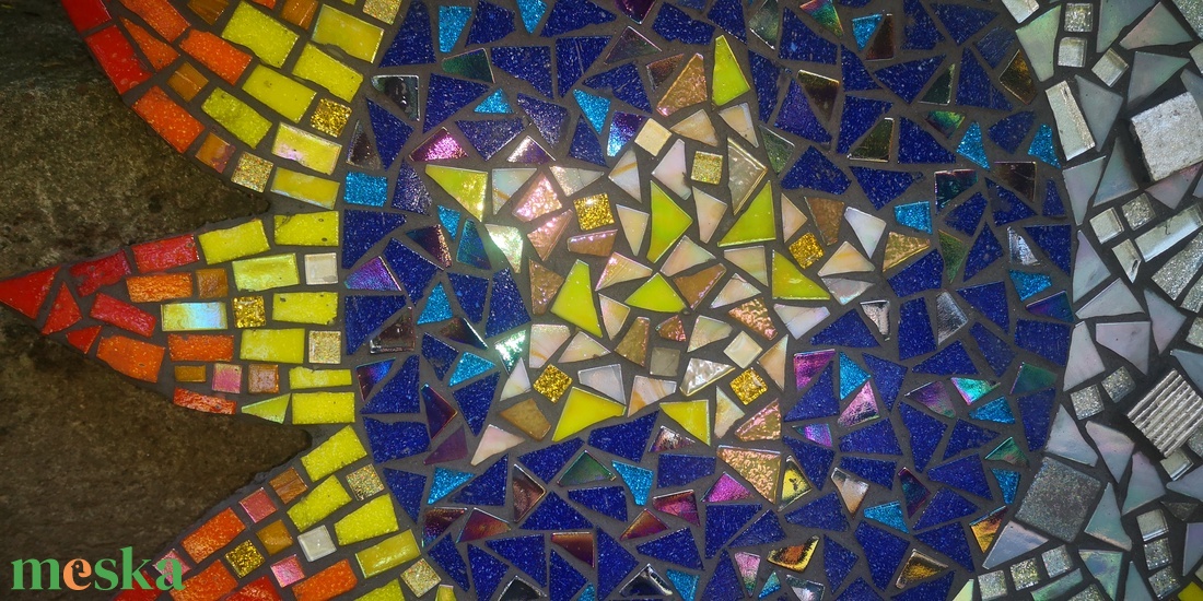 Nap, hold, csillag-üvegmozaik kép - otthon & életmód - dekoráció - kép & falikép - mozaik kép - Meska.hu