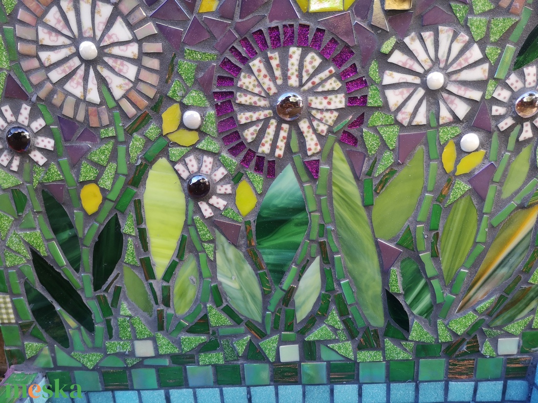 Mozaikos házszámtábla virágtartóval - otthon & életmód - ház & kert - kerti dísz - Meska.hu