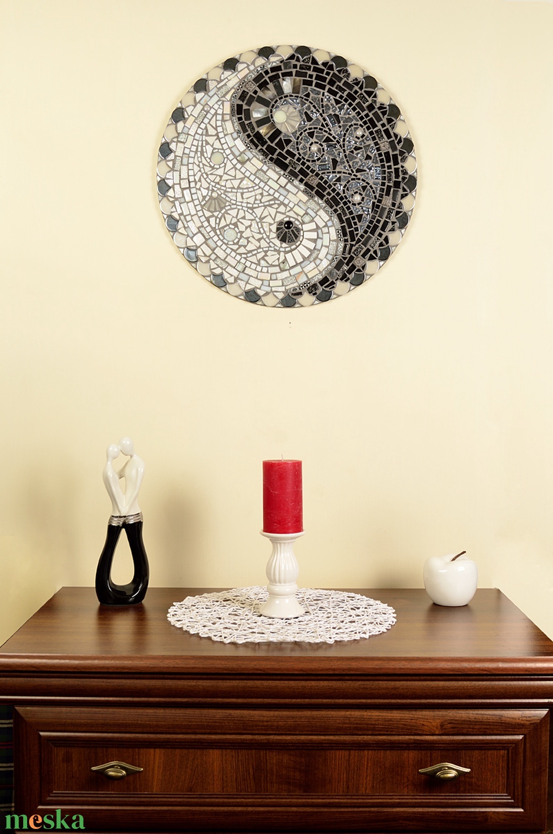 Jin-yang üvegmozaik kép - otthon & életmód - dekoráció - kép & falikép - mozaik kép - Meska.hu