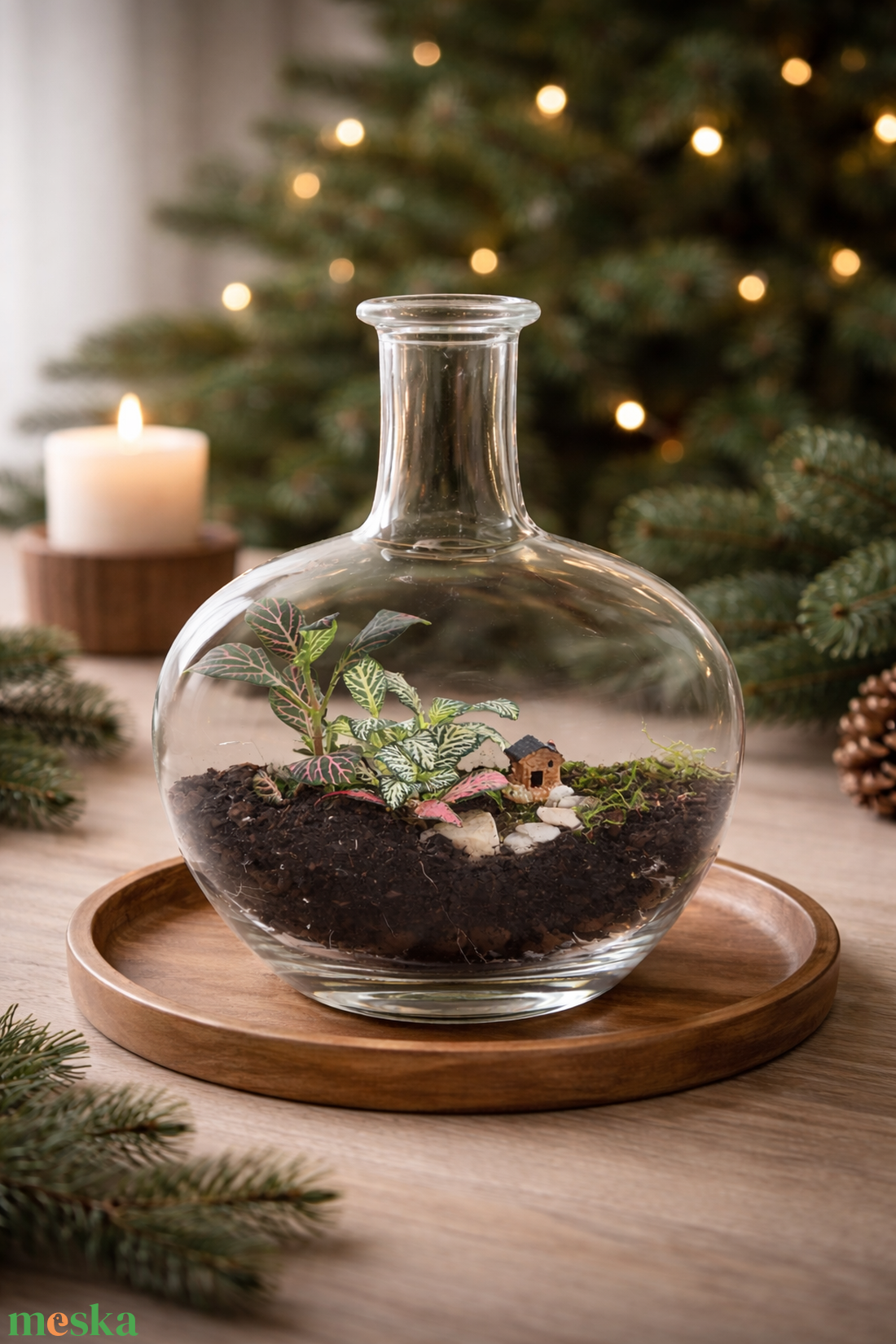 Florárium újrahasznosított Unicum Riserva üvegben - otthon & életmód - dekoráció - asztal és polc dekoráció - florárium, terrárium - Meska.hu