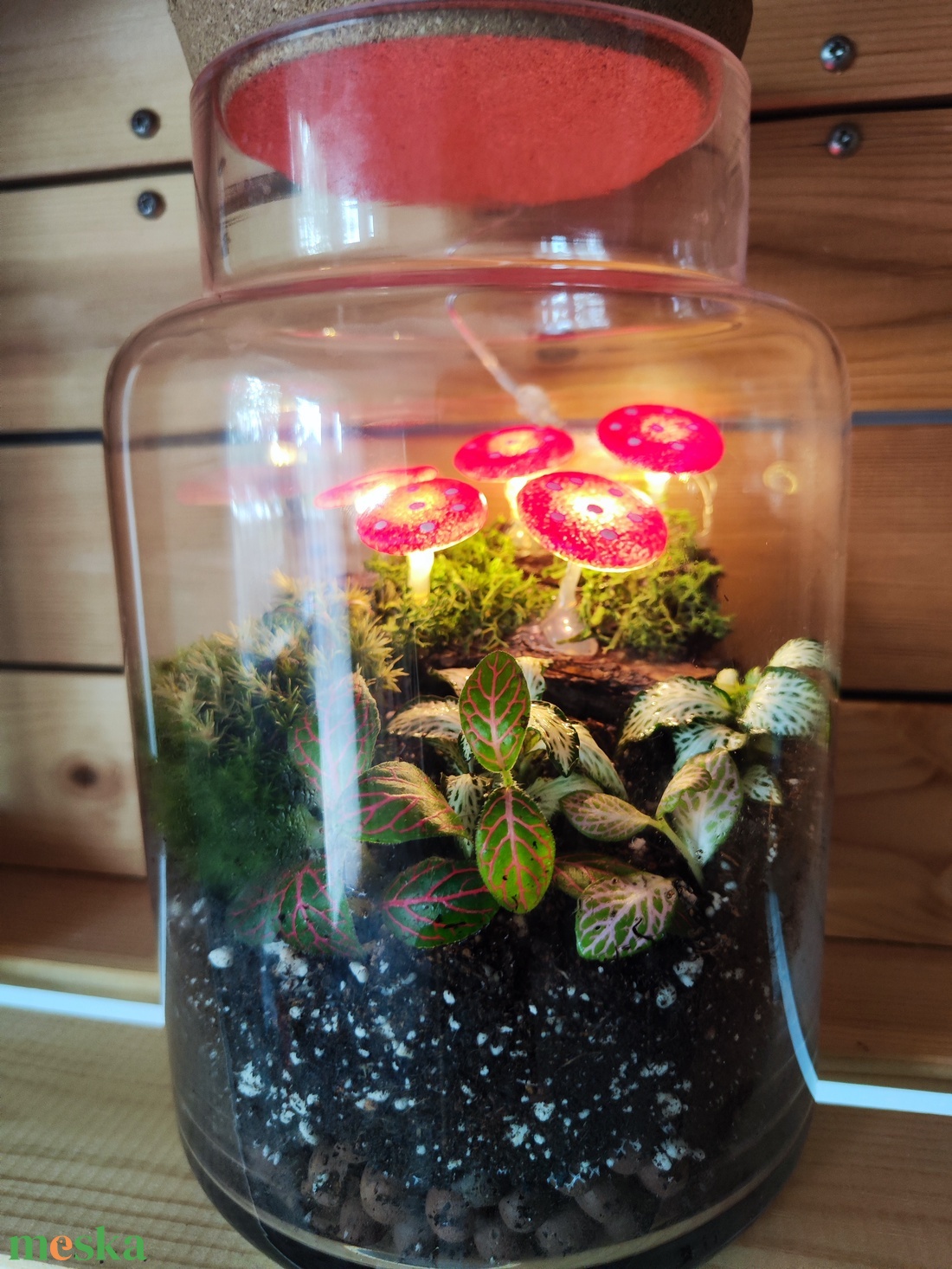 Világító gombás florárium - otthon & életmód - dekoráció - asztal és polc dekoráció - florárium, terrárium - Meska.hu